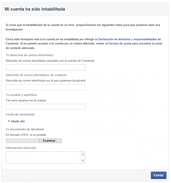 Facebook: Cuenta inhabilitada. Por qué y solución